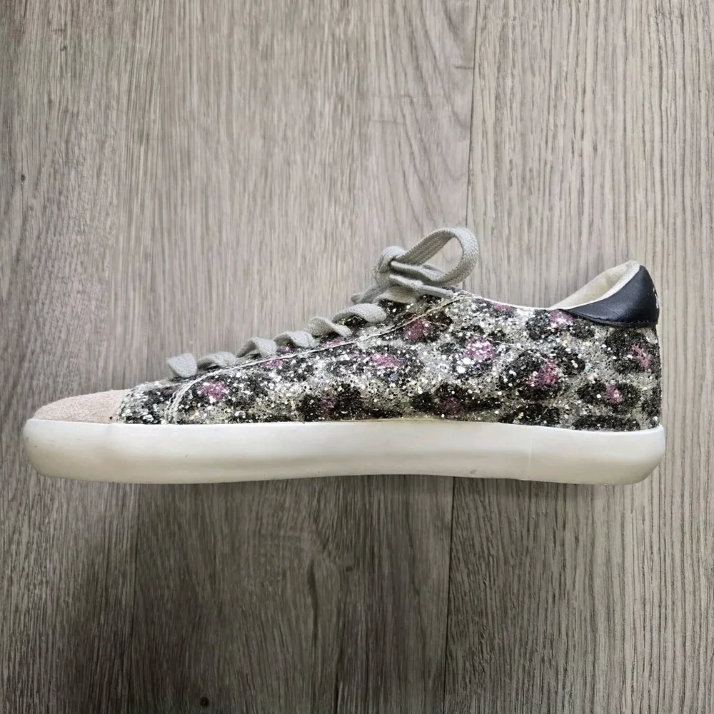 Sam Edelman Kids' Aubrie Sparkle Glitter Lace-Up Sneakers Size 4 Purple Silver